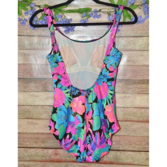 Jantzen VTG 80's 90's One Piece Swimsuit Bright Tropical Print SZ 10 Made Canada - Picture 4 of 7